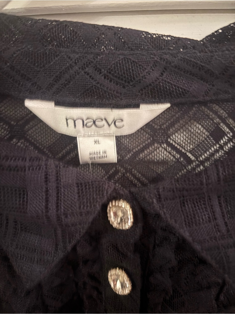 Maeve Black Lace Button-Front Short-Sleeve Blouse - Picture 2 of 6